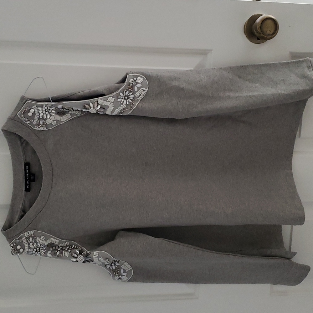 Gray cold shoulder top